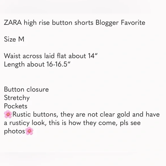 Zara High Rise Shorts Flowy With Button Black Size M - Picture 9 of 9